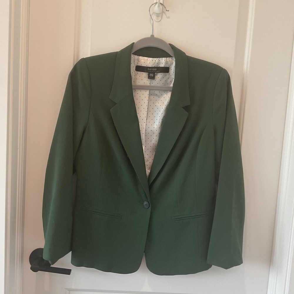Kensie Green Tailored Blazer Structured Suit Jacket